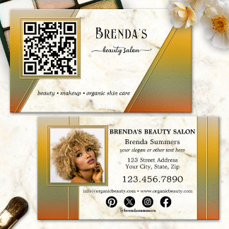 Tarjeta De Visita Foto de redes sociales de salón de belleza con cód