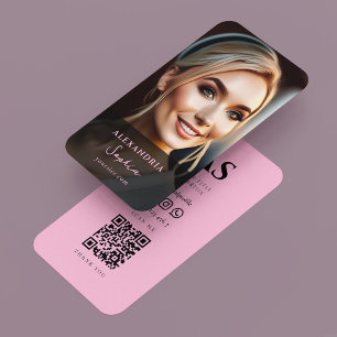 Tarjeta De Visita Foto de retrato profesional estética rosa