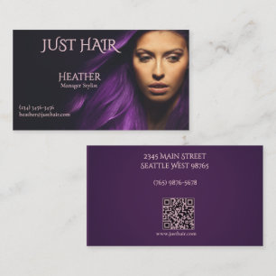 Tarjeta De Visita Foto de salón de belleza morado de lujo elegante