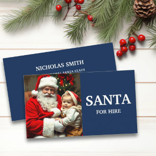 Tarjeta De Visita Foto de Santa Profesional Azul para Alquilar