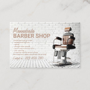 Tarjeta De Visita Foto de Silla Vieja Elegante Marrón Barbero