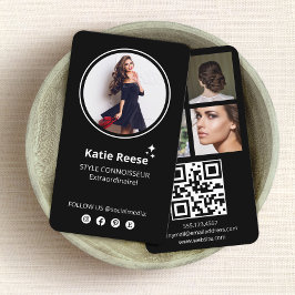 Tarjeta De Visita Foto de Social Media Black