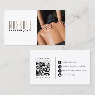 Tarjeta De Visita Foto de Terapeuta de Masaje Simple