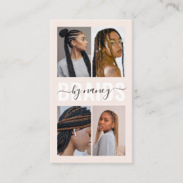 Tarjeta De Visita Foto de Trenzas con Letra Manuscrita Elegante Rosa