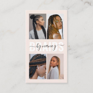 Tarjeta De Visita Foto de Trenzas con Letra Manuscrita Elegante Rosa