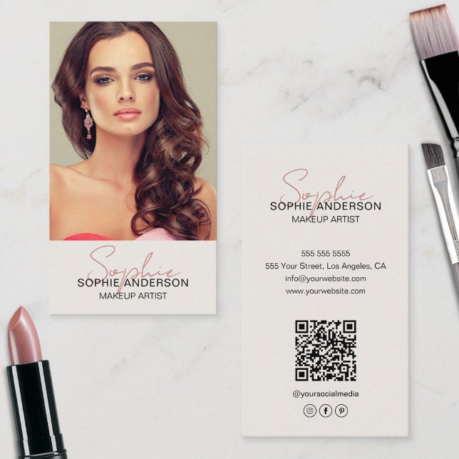 Tarjeta De Visita Foto de un artista de maquillaje (Makeup Artist Photo Business Card)