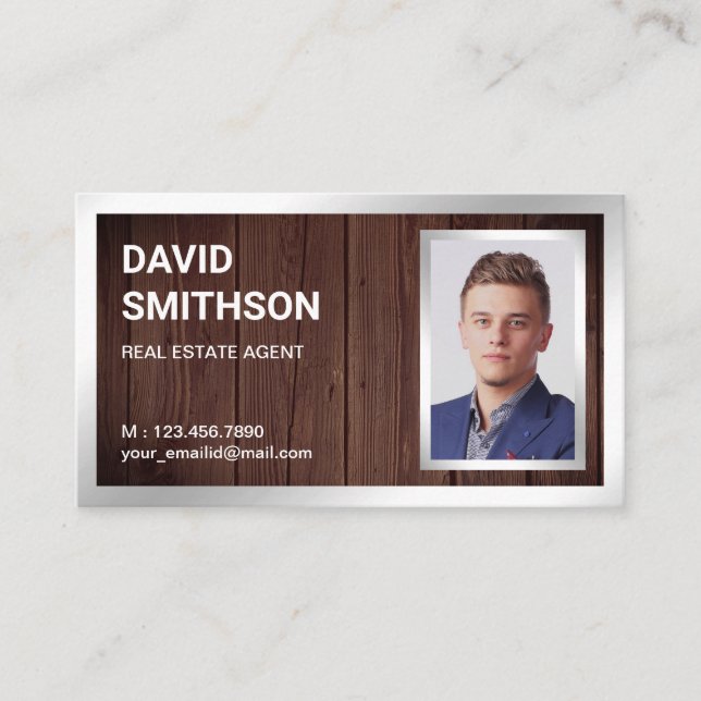 Tarjeta De Visita Foto de un editor inmobiliario de Relieve metaliza