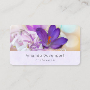 Tarjeta De Visita Foto de un hermoso crocus de primavera morado