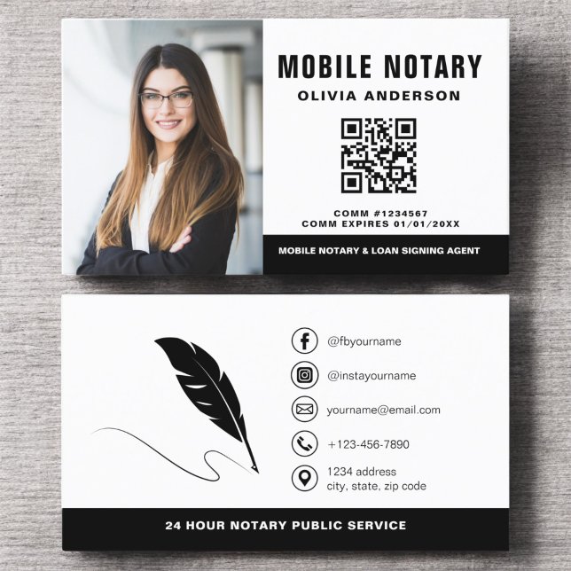 Tarjeta De Visita Foto del agente de firma de código QR del notario  (Subido por el creador)