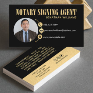 Tarjeta De Visita Foto del agente de firma del Notario Elegante Prof