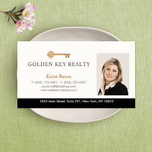 Tarjeta De Visita Foto del agente inmobiliario Gold Key
