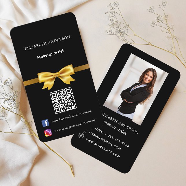 Tarjeta De Visita Foto del arco dorado negro Código Qr medios social (Subido por el creador)