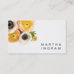 Tarjeta De Visita Foto del diseño floral de la anémona y del