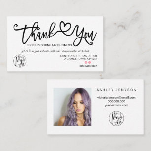 Tarjeta De Visita foto del logotipo de corazón blanco y negro orden