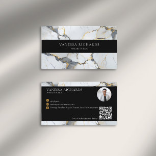 Tarjeta De Visita Foto del Notario de Código QR Gris Blanco de Luxur