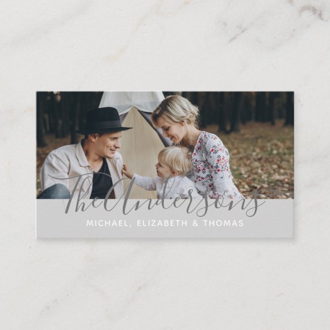 Tarjeta De Visita Foto del Personalizado con apellido (Anverso)