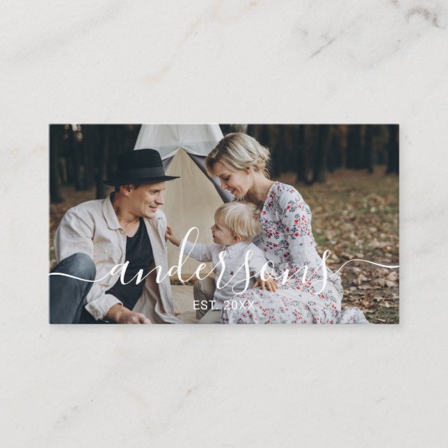 Tarjeta De Visita Foto del personalizado con apellido y año establec (Anverso)