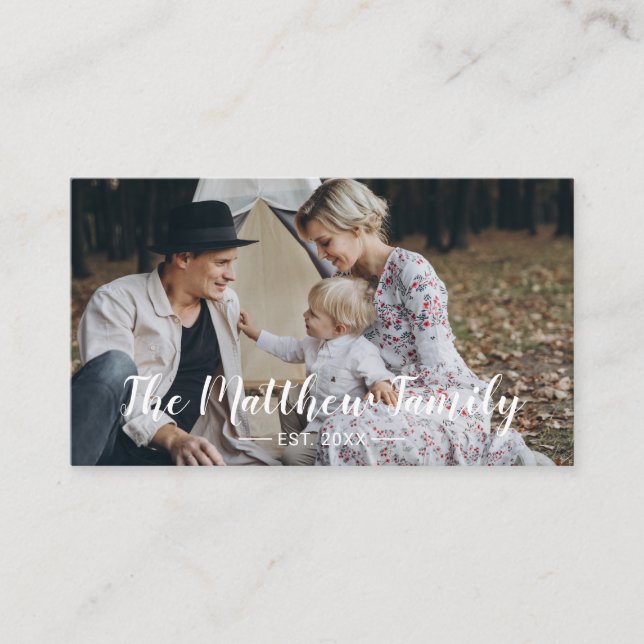 Tarjeta De Visita Foto del personalizado con apellido y año establec (Anverso)