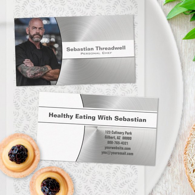 Tarjeta De Visita Foto del Personalizado de acero cepillado del chef (Subido por el creador)