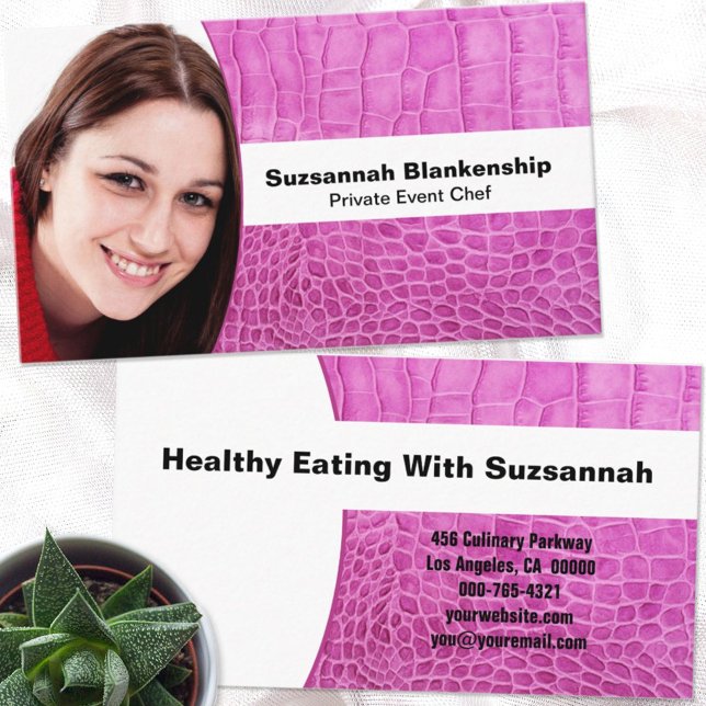 Tarjeta De Visita Foto del Personalizado de cuero rosa del chef pers (Subido por el creador)