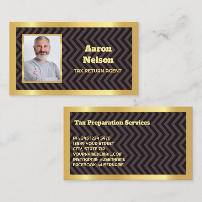 Tarjeta De Visita Foto del Personalizado del preparador de impuestos (Anverso / Reverso)