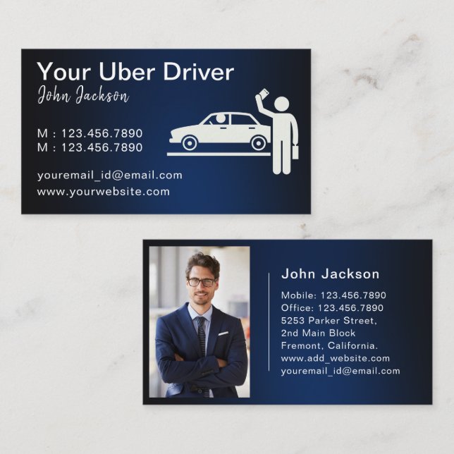 Tarjeta De Visita Foto del servicio de transporte público de lujo (Anverso / Reverso)