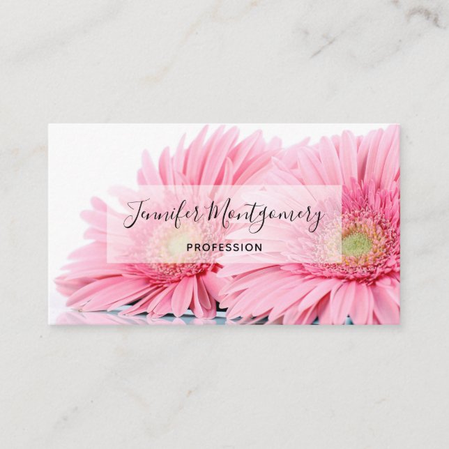 Tarjeta De Visita Foto Elegante de Gerbera Rosa Daisies (Anverso)