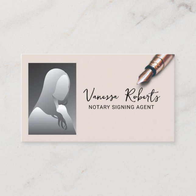 Tarjeta De Visita Foto elegante del agente de firma del Notario Móvi (Anverso)