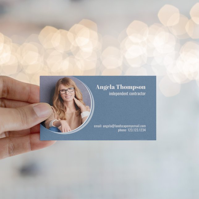 Tarjeta De Visita Foto empresarial moderna Código QR Azul (Modern blue business card template. )