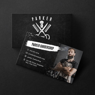 Tarjeta De Visita Foto en Blanco y Negro Barbería Oxidada Hombres se