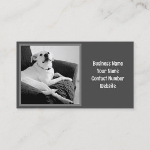 Tarjeta De Visita Foto en blanco y negro de Talking Dog Gray