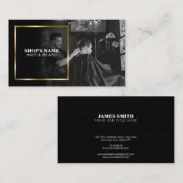 Tarjeta De Visita Foto en blanco y negro | Marco dorado