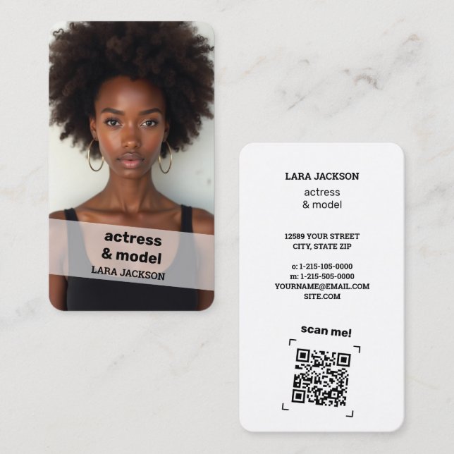 Tarjeta De Visita Foto escaneable QR (Anverso / Reverso)