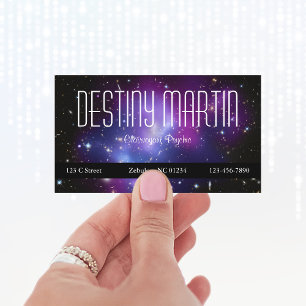 Tarjeta De Visita Foto espacial del cúmulo de galaxias púrpura celes
