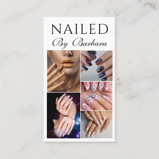 Tarjeta De Visita Foto Girly Moderna Artista de uñas Técnico QR Códi (Anverso)