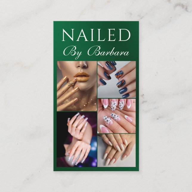 Tarjeta De Visita Foto Girly Moderna Artista de uñas Técnico QR Códi (Anverso)