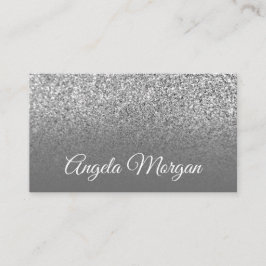 Tarjeta De Visita Foto Gris Ombre Plata Brillante