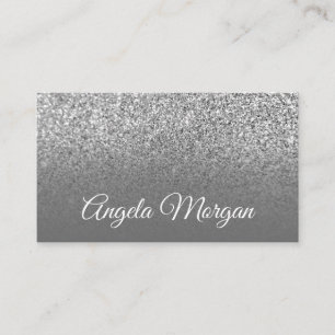 Tarjeta De Visita Foto Gris Ombre Plata Brillante