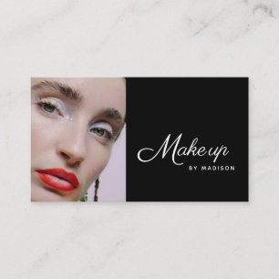 Tarjeta De Visita Foto Maquillaje Guion Negro y Blanco
