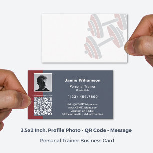 Tarjeta De Visita Foto mínima Código QR Mensaje personal Énfasis roj