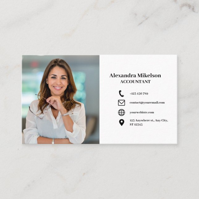 Tarjeta De Visita Foto mínima y profesional de los empleados (Anverso)