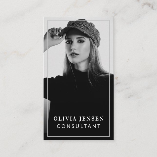 Tarjeta De Visita Foto mínima y profesional de los empleados (Anverso)