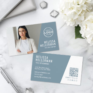Tarjeta De Visita Foto minimalista azul pastel moderna