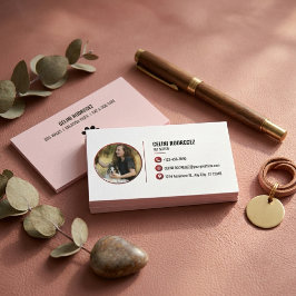 Tarjeta De Visita Foto minimalista de cuidado de mascotas con huella