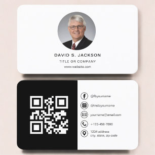 Tarjeta De Visita Foto Minimalista moderna con código QR en medios s