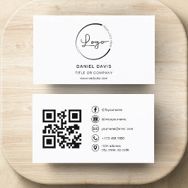 Tarjeta De Visita Foto Minimalista moderna con código QR en medios s
