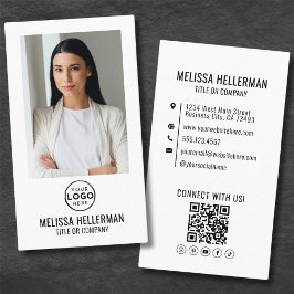 Tarjeta De Visita Foto Minimalista moderna con logotipo de código QR