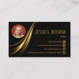 Tarjeta De Visita Foto Mínimo Moderno Profesional QR Code Gold