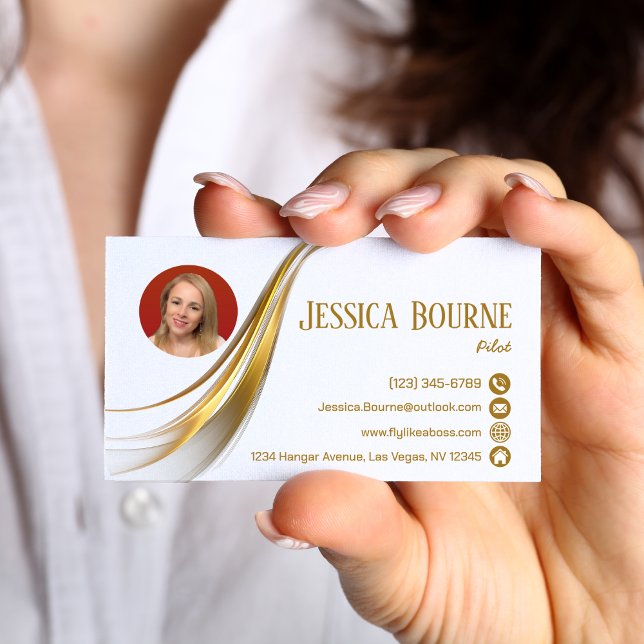 Tarjeta De Visita Foto Mínimo Moderno Profesional QR Code Gold (Subido por el creador)