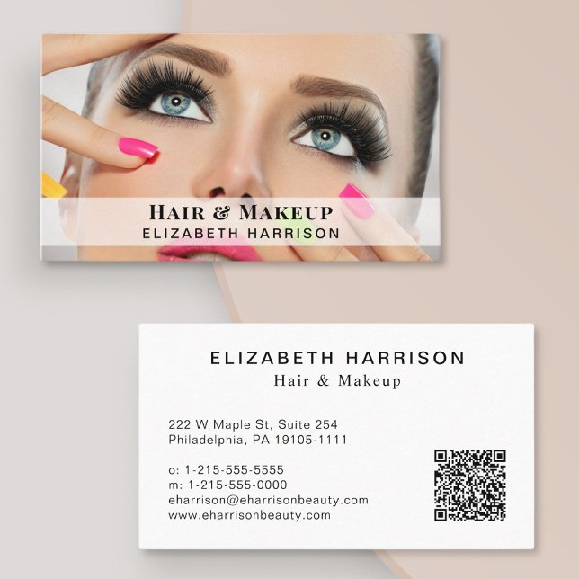 Tarjeta De Visita Foto moderna Belleza Hair Makeup Código QR (Subido por el creador)